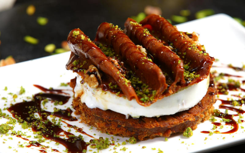 Arabic Ice Cream Served in Baklava Cups